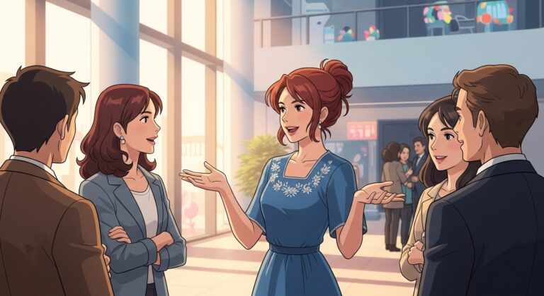 Group of professionals engaged in a lively conversation at a networking event, fostering collaboration and connections.